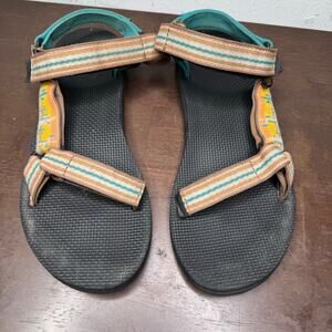Teva Original Universal Strap Sandals Brown Teal Pattern Men’s 7 / Women’s 9